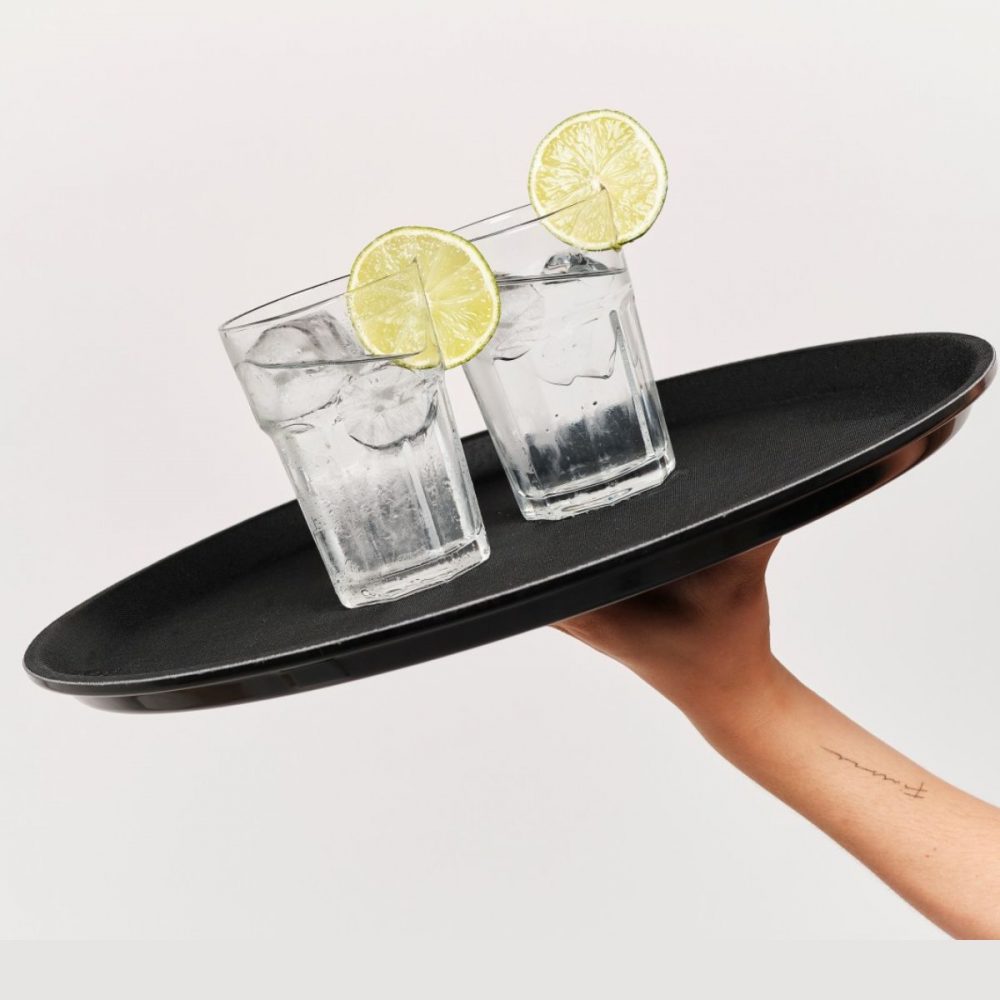 Plateau de service rond antidérapant en fibre de verre 40 cm
